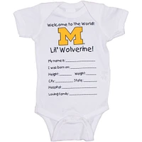 Michigan Wolverines Nouveau-né Bienvenue dans le monde Creeper - Blanc