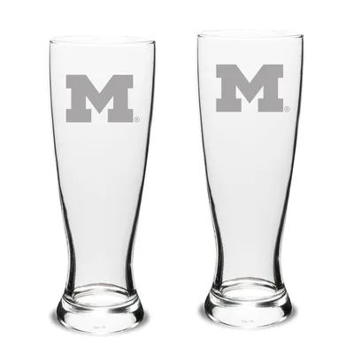 Michigan Wolverines Set of 2 Stylish University Pilsner Glasses