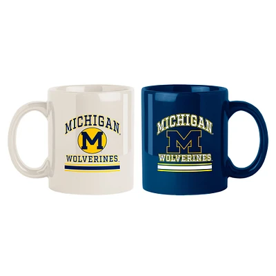 Lot de deux tasses colorées de 15 oz des Wolverines du Michigan