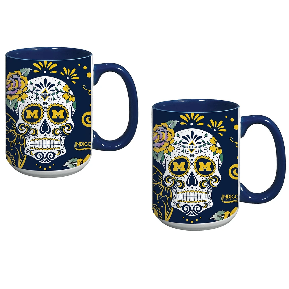 Michigan Wolverines Two-Pack Dia De Los Muertos Mug Set