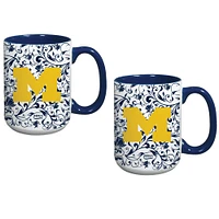 Michigan Wolverines Two-Pack Floral Mug Set