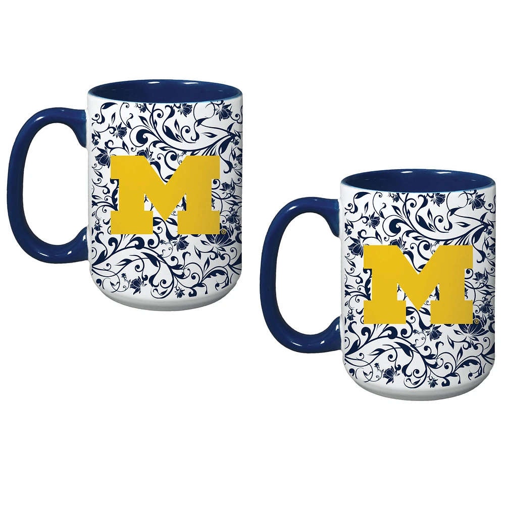 Ensemble de deux tasses à fleurs Michigan Wolverines