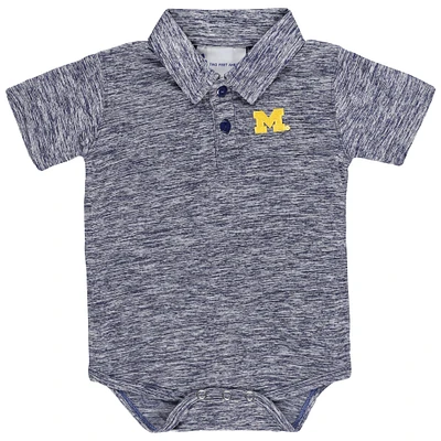 Newborn & Infant Two Feet Ahead Navy Michigan Wolverines Space-Dye Golf Polo Bodysuit