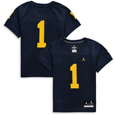 Jordan Brand #1 Navy Michigan Wolverines Team Replica Maillot de football pour enfants d'âge préscolaire