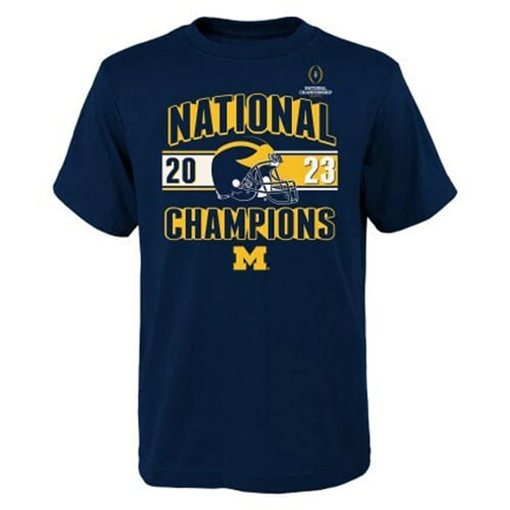 T-shirt des champions nationaux éliminatoires de football universitaire Michigan Wolverines la marine préscolaire 2023