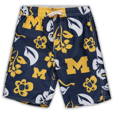 Michigan Wolverines Wes & Willy Preschool Floral Volley Swim Shorts - Navy