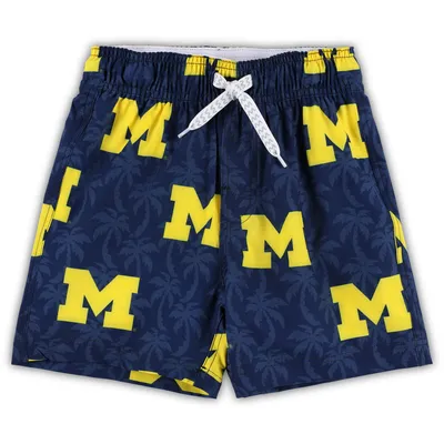 Michigan Wolverines Wes & Willy Preschool Palm Tree Swim Shorts - Navy