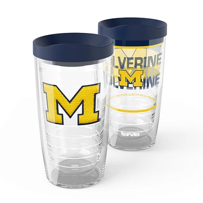 Tervis Michigan Wolverines, paquet de 2, 16 oz. Ensemble de gobelets concurrents et emblèmes