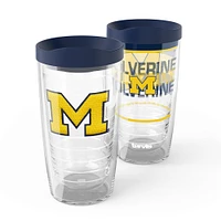 Tervis Michigan Wolverines, paquet de 2, 16 oz. Ensemble de gobelets concurrents et emblèmes