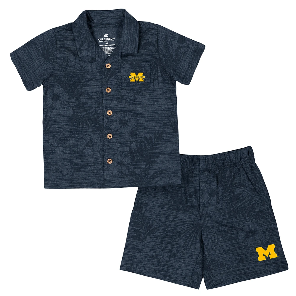 Toddler Colosseum  Heather Navy Michigan Wolverines Fern Champ Shirt and Shorts Set