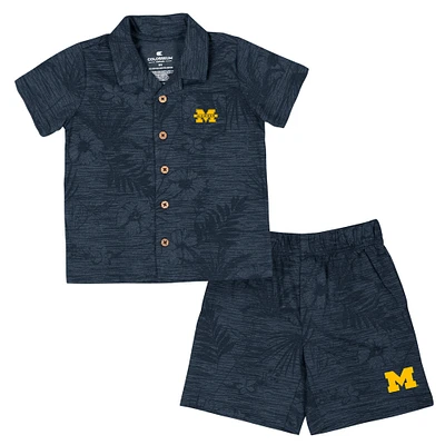 Toddler Colosseum  Heather Navy Michigan Wolverines Fern Champ Shirt and Shorts Set