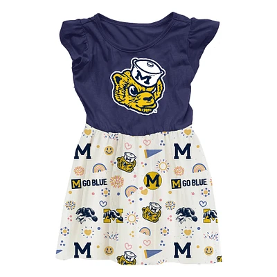 Toddler Wes & Willy  Navy Michigan Wolverines Vault Princess Dress