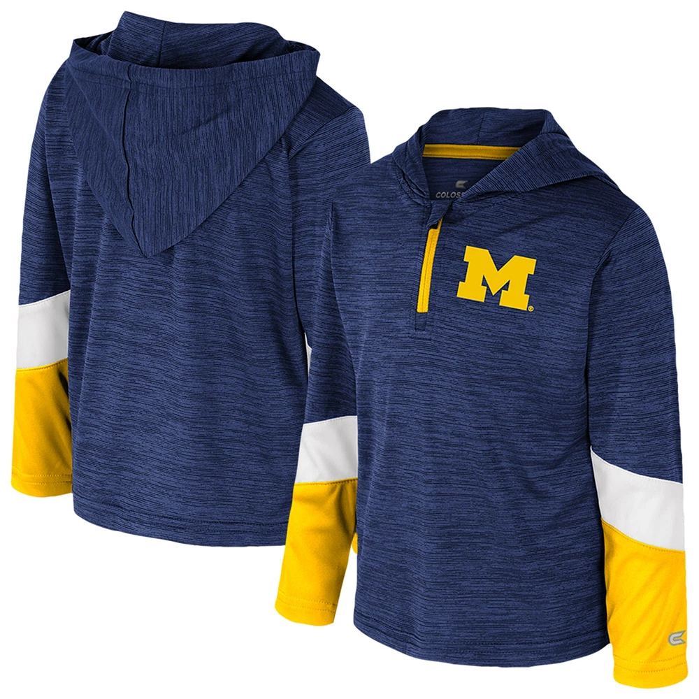 Coupe-vent zippé à quart de tour Rylos des Michigan Wolverines pour tout-petits Colosseum Navy