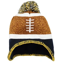 Bonnet en tricot marron avec pompon pour tout-petits fanatiques des Wolverines du Michigan