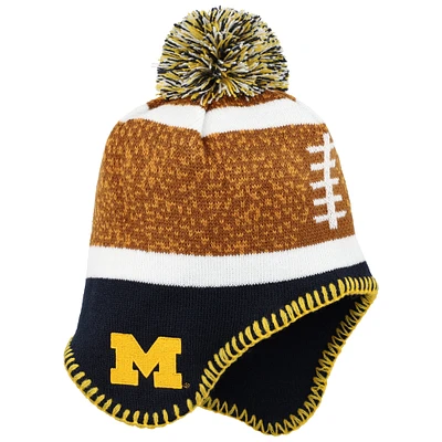 Toddler Fanatics   Brown Michigan Wolverines Football Head Knit Hat with Pom