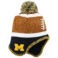 Bonnet en tricot marron avec pompon pour tout-petits fanatiques des Wolverines du Michigan