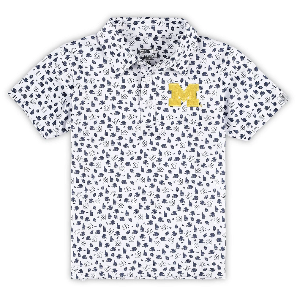 Toddler Garb White Michigan Wolverines Earnest Allover Print Polo