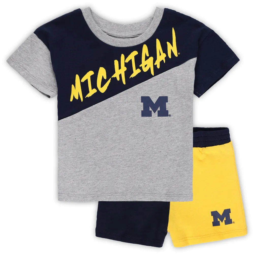 Ensemble t-shirt et short Michigan Wolverines Super Star gris chiné pour tout-petit