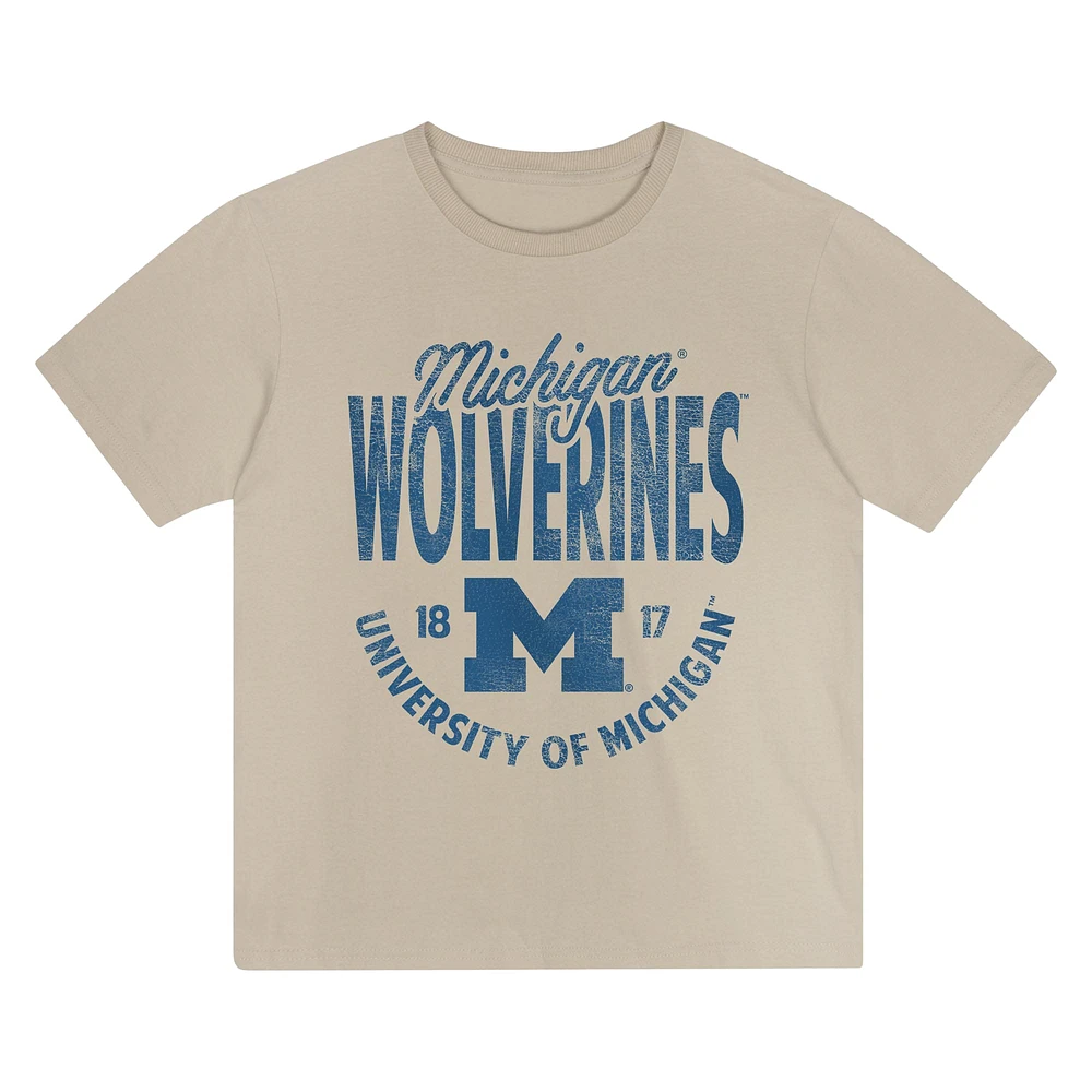 T-shirt flash d'information pour tout-petits avec motif marron clair des Wolverines du Michigan