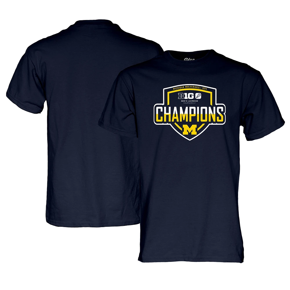 Unisex Blue 84 Navy Michigan Wolverines 2024 Big Ten Men's Lacrosse Tournament Champions T-Shirt