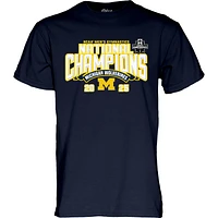 T-shirt unisexe bleu marine Michigan Wolverines 2025, champions nationaux de gymnastique masculine la NCAA