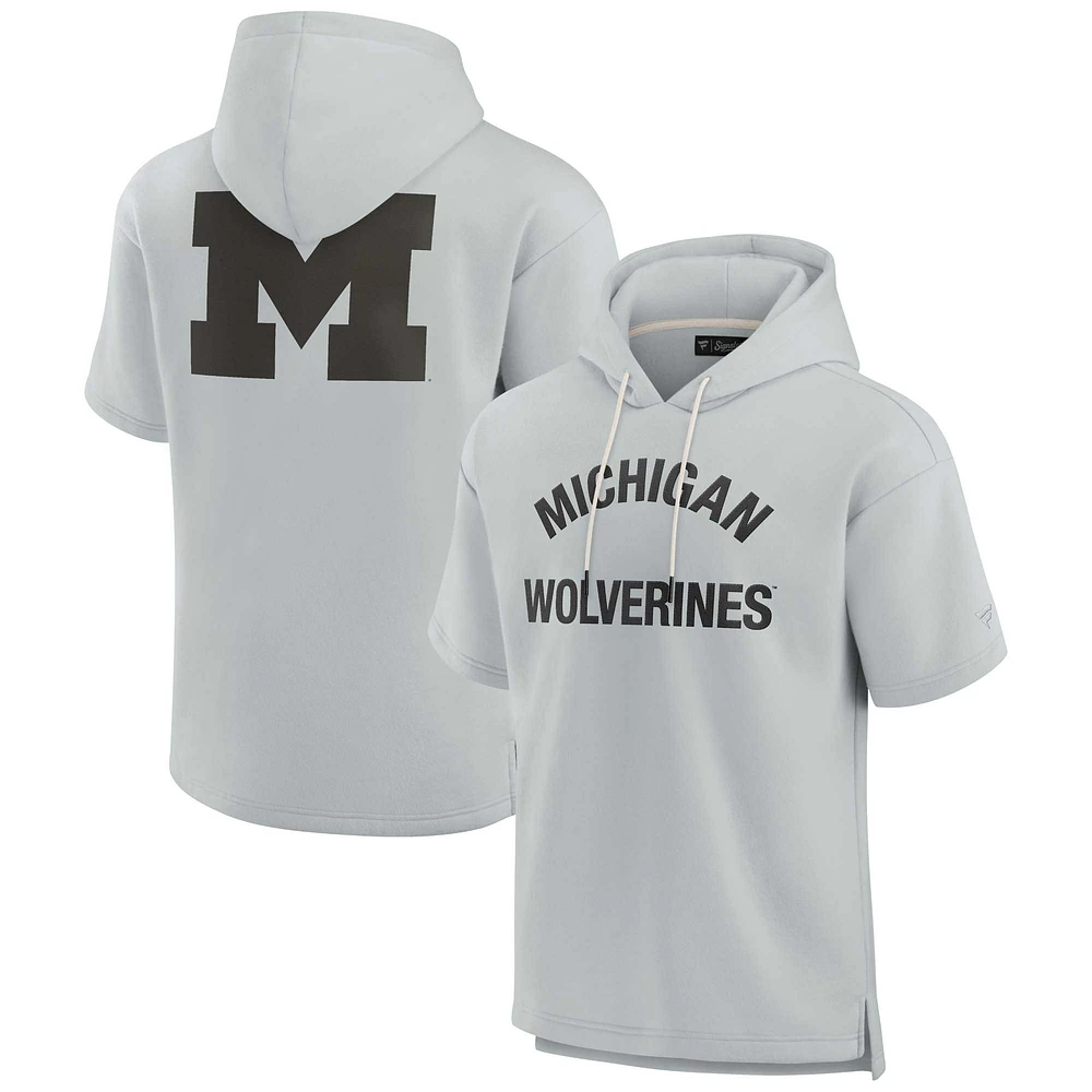 Sweat à capuche unisexe Fanatics gris Michigan Wolverines Elements en polaire super douce manches courtes