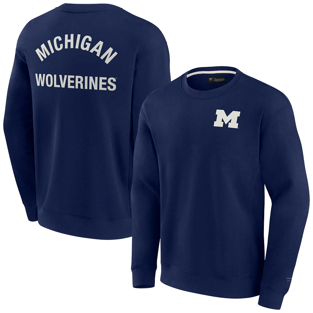 Unisex Fanatics Navy Michigan Wolverines Super Soft Pullover Crew Sweatshirt