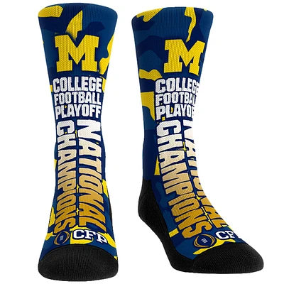 Unisex Rock Em Socks Navy Michigan Wolverines College Football Playoff 2023 National Champions Bold Wordmark Crew