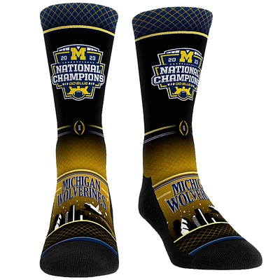 Chaussettes unisexes Rock Em, bleu marine, Michigan Wolverines College Football Playoff 2023 National Champions Crew