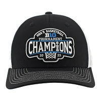 Casquette de camionneur ajustable unisexe Zephyr noir/blanc Michigan Wolverines 2025 Big Ten pour hommes, champions du tournoi de basketball masculin, vestiaire