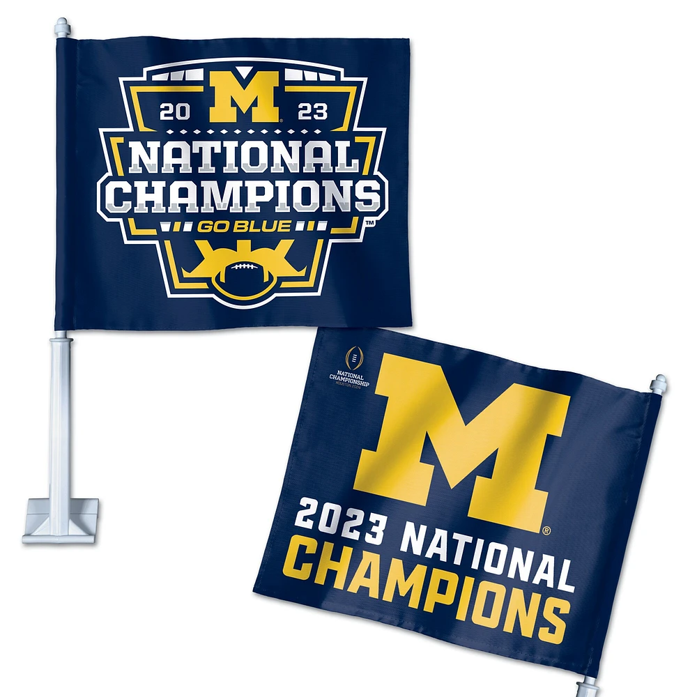 WinCraft Michigan Wolverines College Football Playoff 2023 Champions nationaux 11,75" x 14" Drapeau de voiture double face