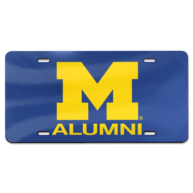 WinCraft Navy Michigan Wolverines Alumni Plaque d'immatriculation en acrylique découpé au laser