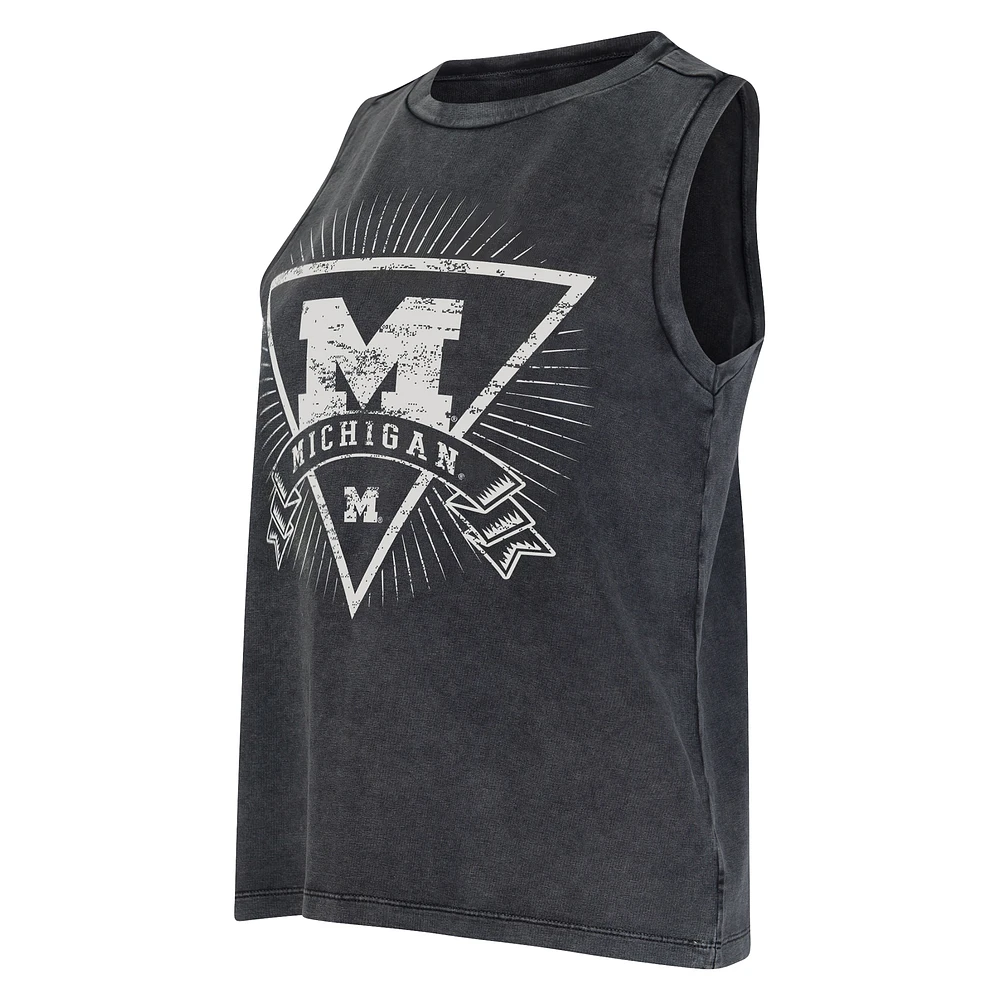 Women's Concepts Sport  Charcoal Michigan Wolverines Distressed Market French Terry Tank Top