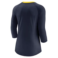 Women's Jordan Brand  Navy Michigan Wolverines Tri-Blend Raglan 3/4 Sleeve Top
