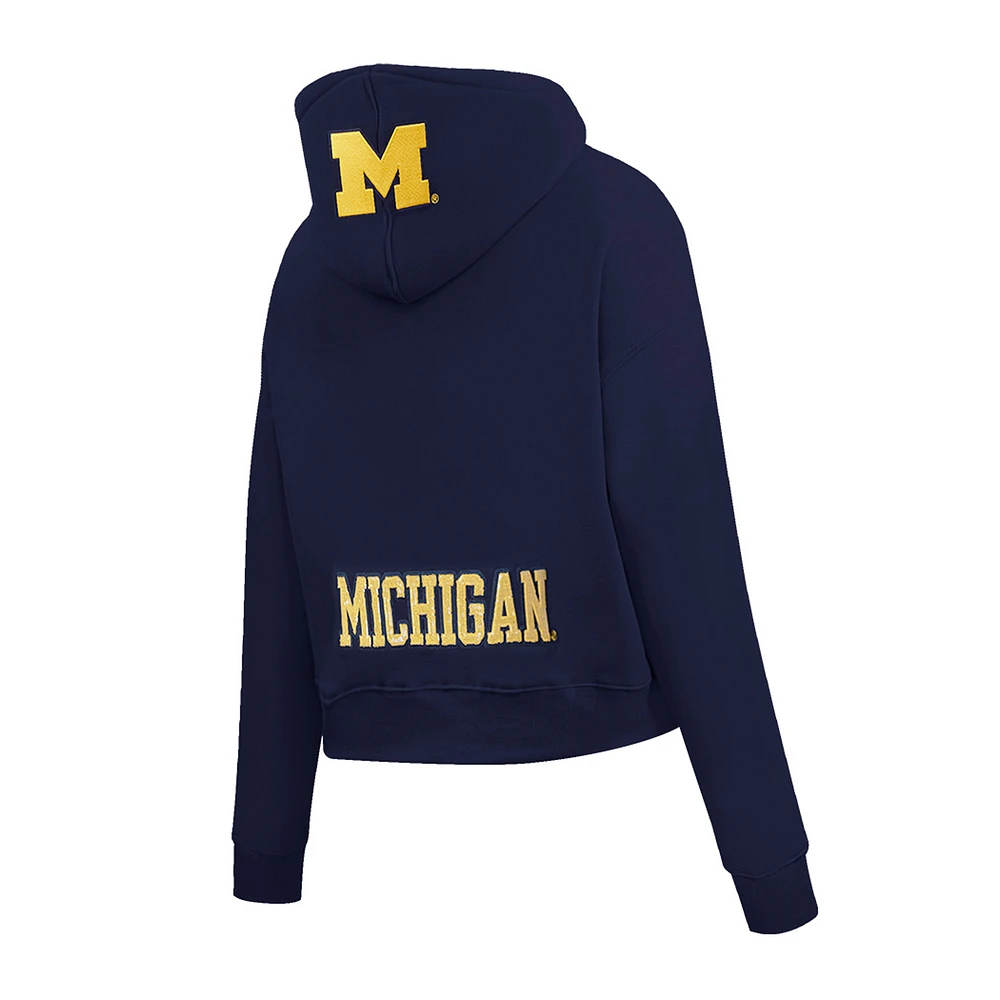 Women's Pro Standard Navy Michigan Wolverines Game Day Sequin Full-Zip Hooded Jacket