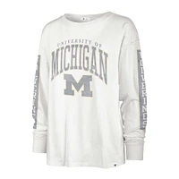 Women's '47 Cream Michigan Wolverines Statement SOA 3-Hit Long Sleeve T-Shirt