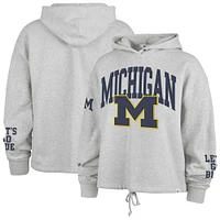 Women's '47 Heather Gray Michigan Wolverines High Hopes Long Sleeve Cropped Hoodie