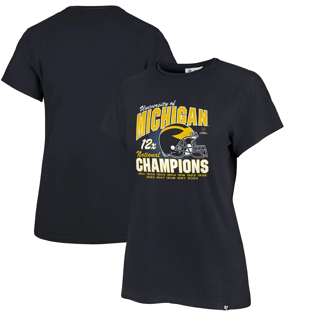 Women's '47  Navy Michigan Wolverines 12-Time Football National Champions Frankie T-Shirt