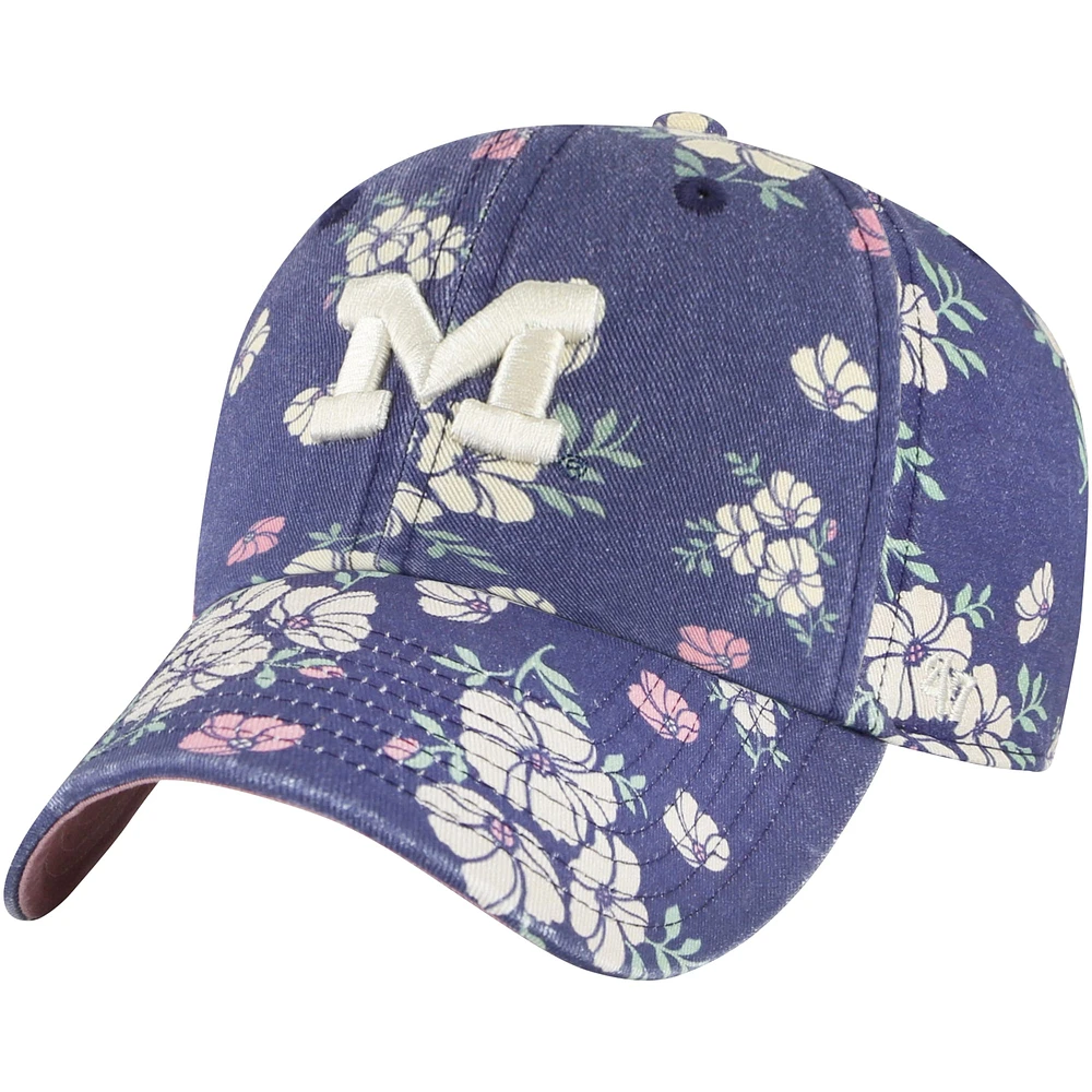 Casquette ajustable '47 Navy Michigan Wolverines Primrose Clean Up pour femmes