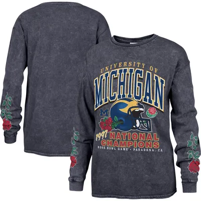 Michigan Wolverines '47 Women's Vintage Tubular Boyfriend Long Sleeve T-Shirt - Navy