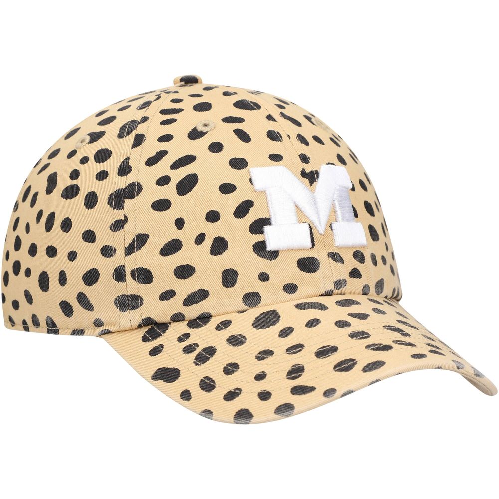 Women's '47 Tan Michigan Wolverines Cheetah Clean Up Adjustable Hat