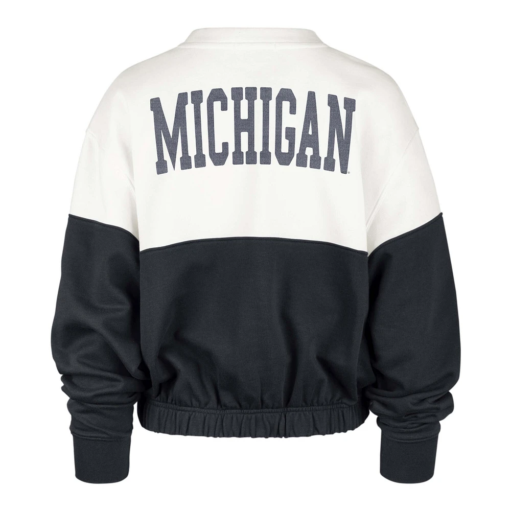 Sweat-shirt '47 blanc/noir Michigan Wolverines Take Two Bonita pour femmes