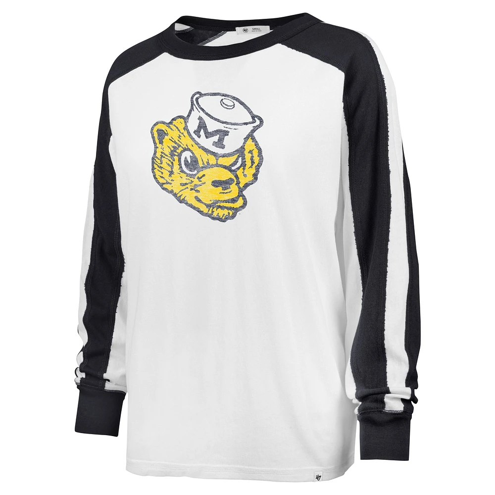 Women's '47 White Michigan Wolverines Premier Caribou Long Sleeve T-Shirt