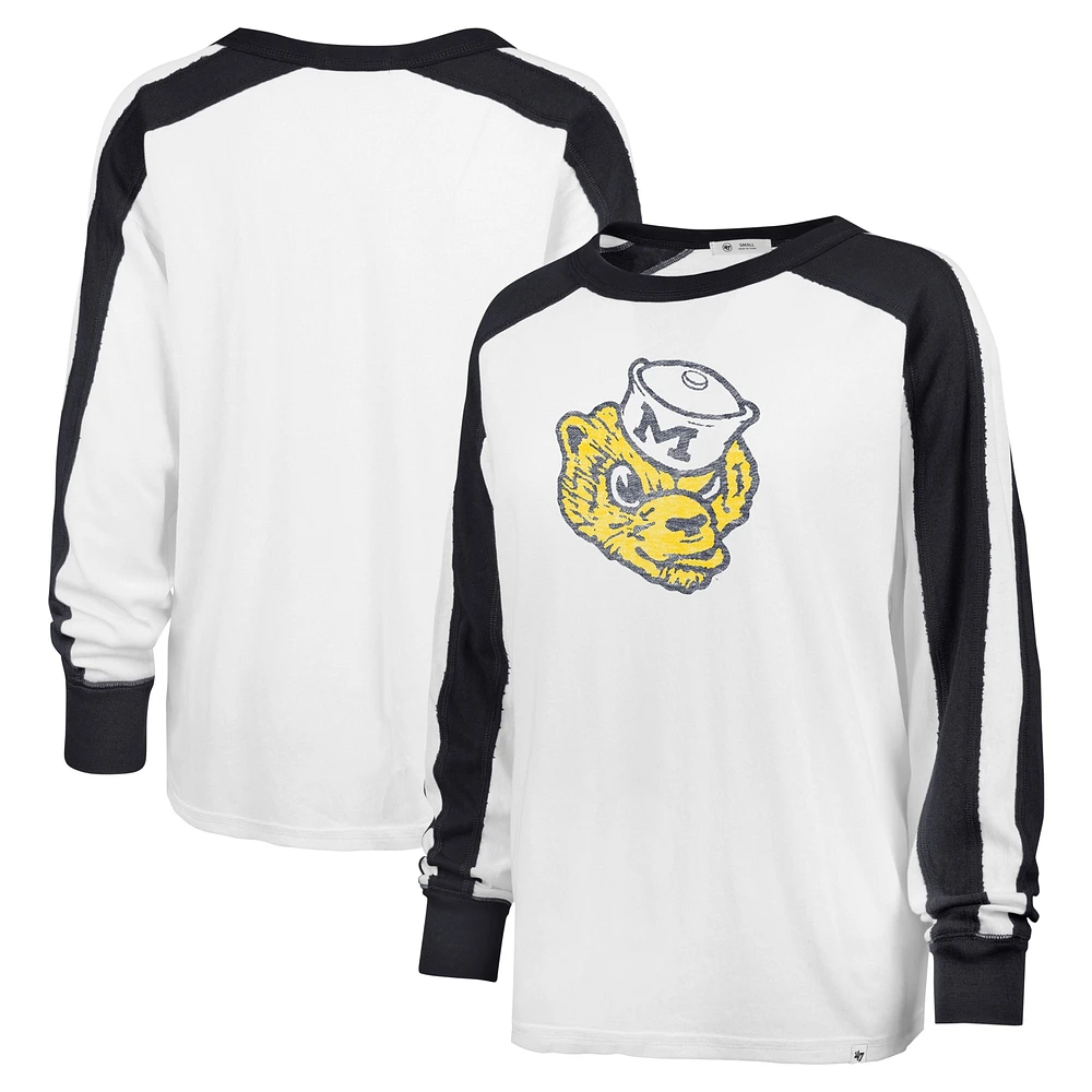 Women's '47 White Michigan Wolverines Premier Caribou Long Sleeve T-Shirt