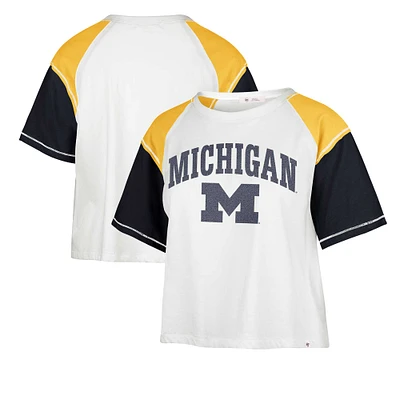 Women's '47 White Michigan Wolverines Serenity Gia Cropped T-Shirt