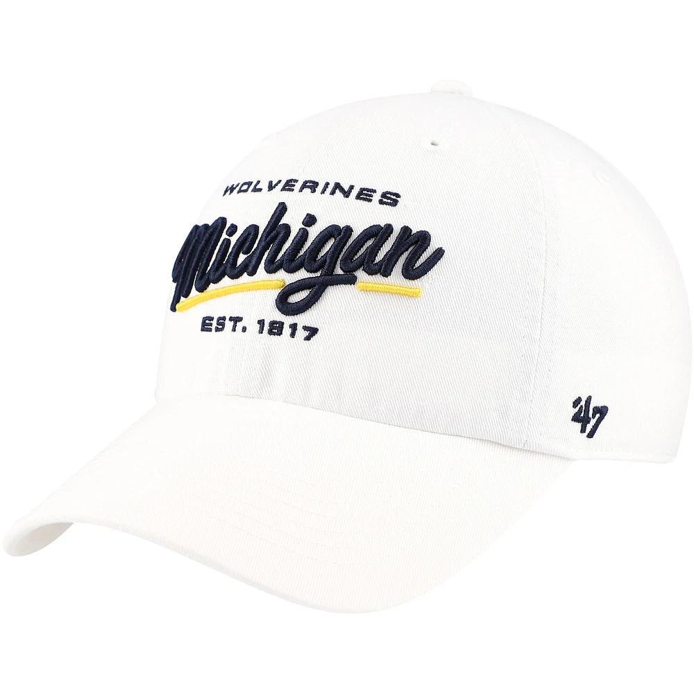 Casquette ajustable blanche Michigan Wolverines Sidney Clean Up '47 pour femme