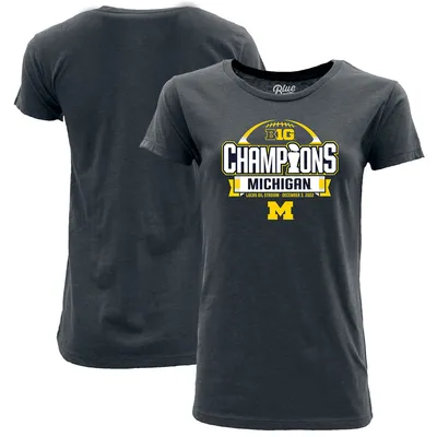 Michigan Wolverines Blue 84 Women's 2022 Big 10 Football Conference Champions Locker Room T-Shirt - Navy