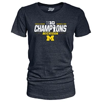 T-shirt triple mélange à col en V pour femmes, bleu marine 84, Michigan Wolverines 2023 Big Ten Football Conference Champions Locker Room