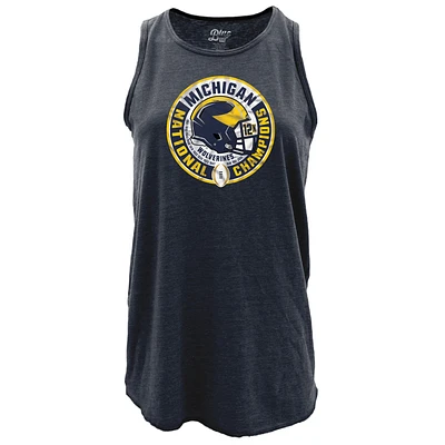 Women's Blue 84  Navy Michigan Wolverines College Football Playoff 2023 National Champions Slow Decent Racer Back Tri-Blend Tank Top