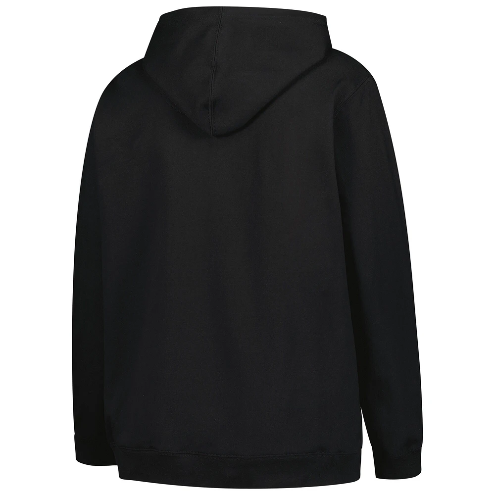 Women's Champion Black Michigan Wolverines Plus Heart & Soul Notch Neck Pullover